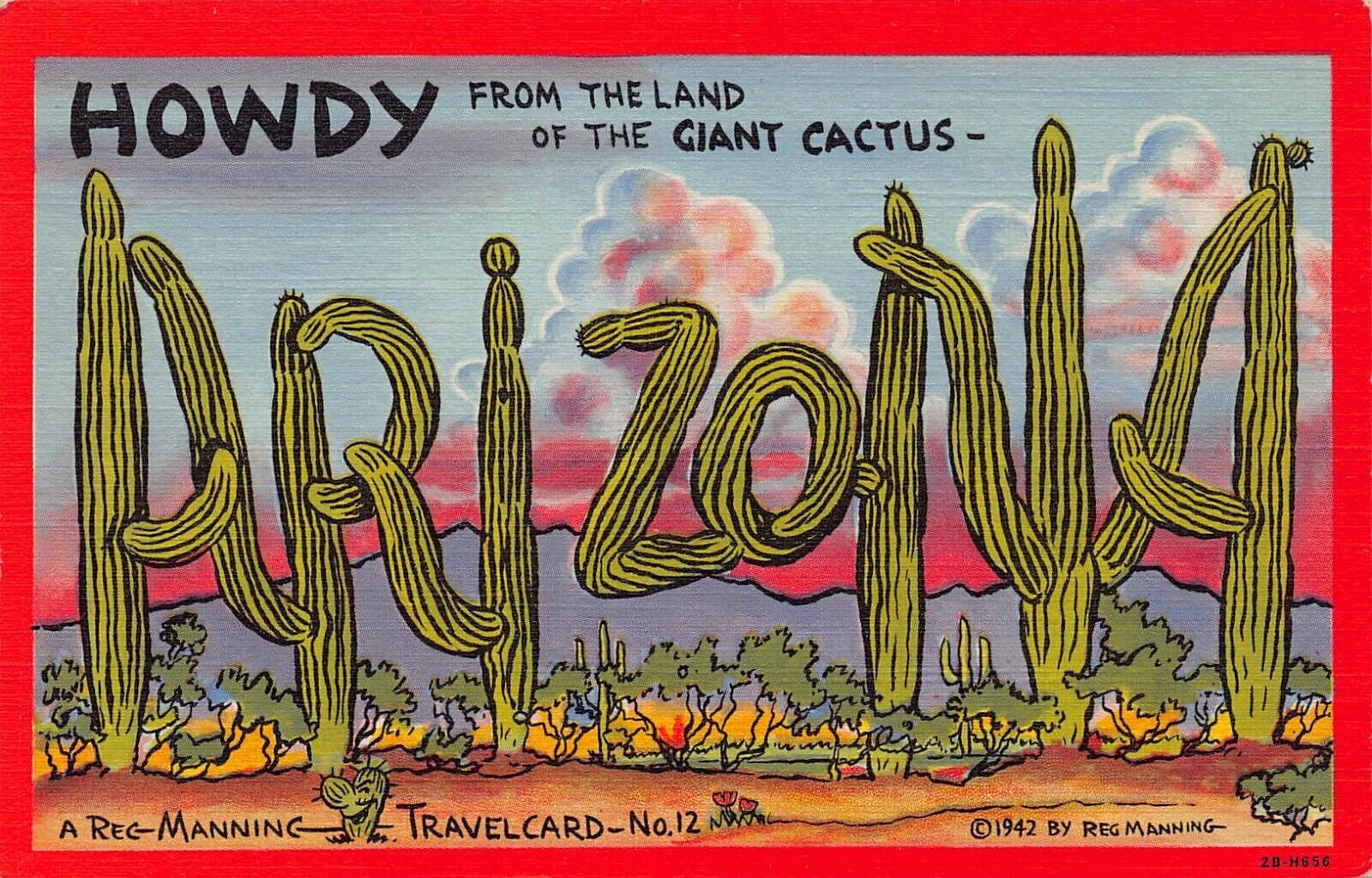 Arizona Howdy From Larger Not Large Letter Linen 2B-H656 Postcard 1