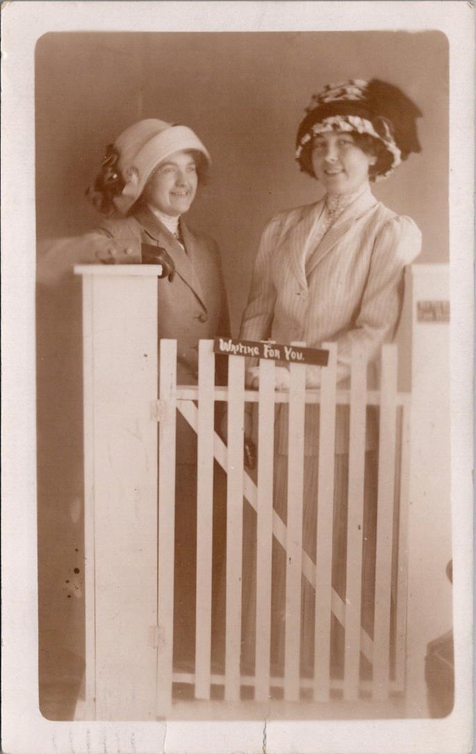1916, STUDIO PROP,  Waiting Gate, GRAND RAPIDS, Michigan Real Photo Postcard
