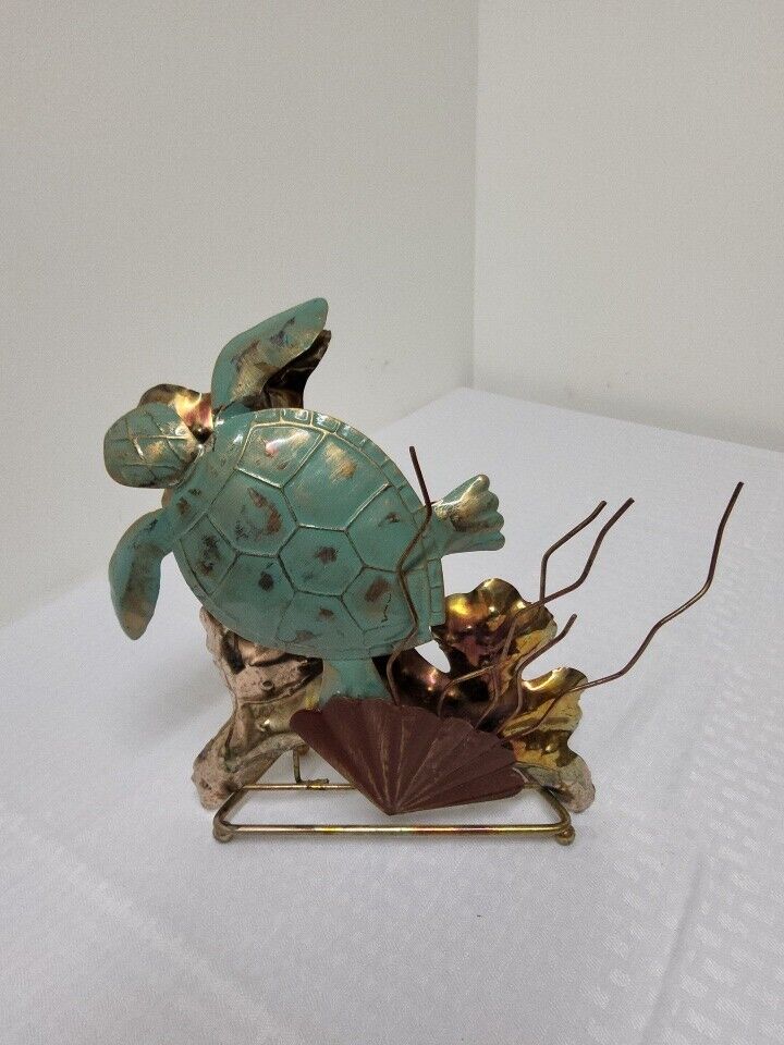 Vintage 3D Sea Turtle Metal Sculpture