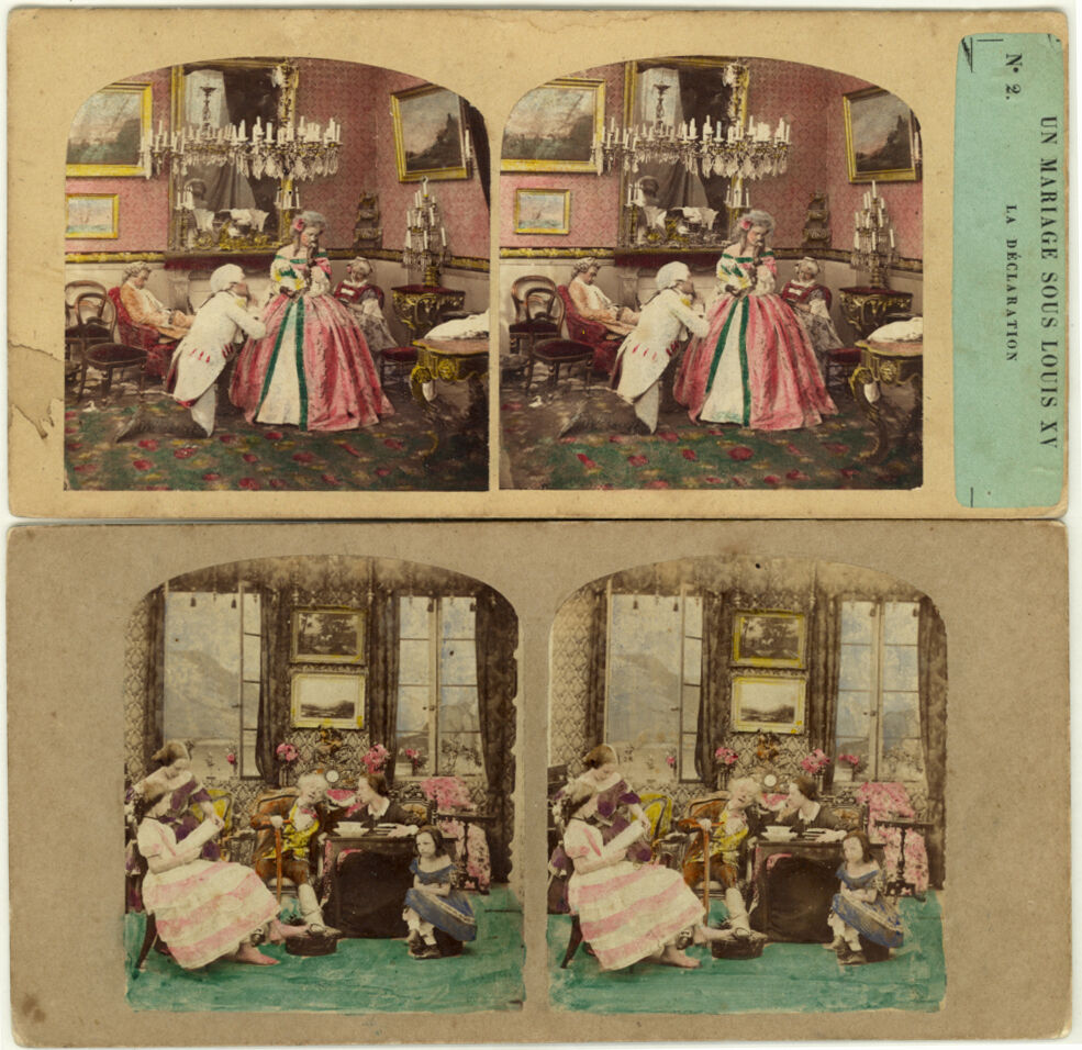 2 Photos Albumin Stereo Rose Enhanced Scene to The 1860