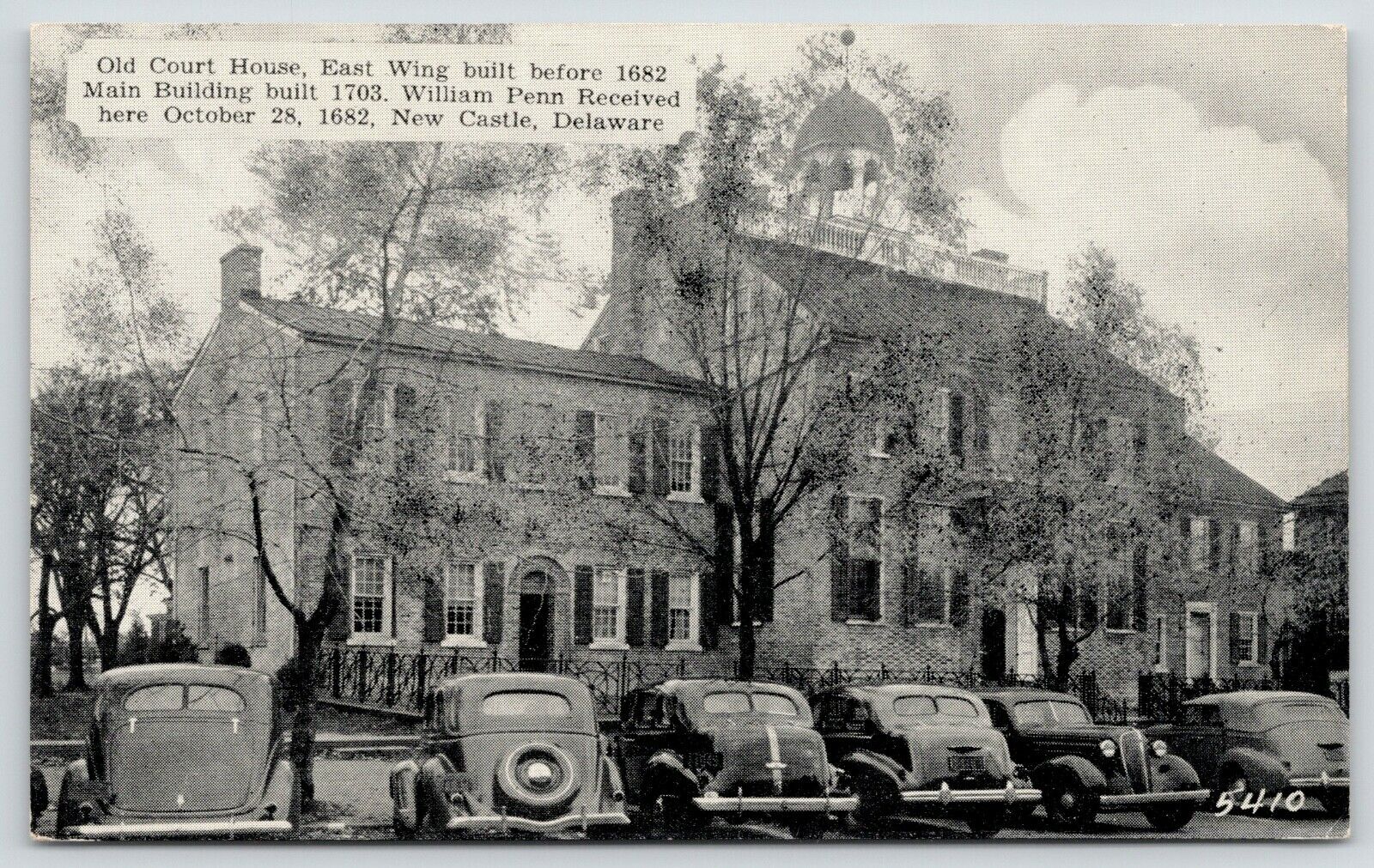 New Castle Delaware~Old Court House~William Penn Was Here~1930s Cars~B&W PC