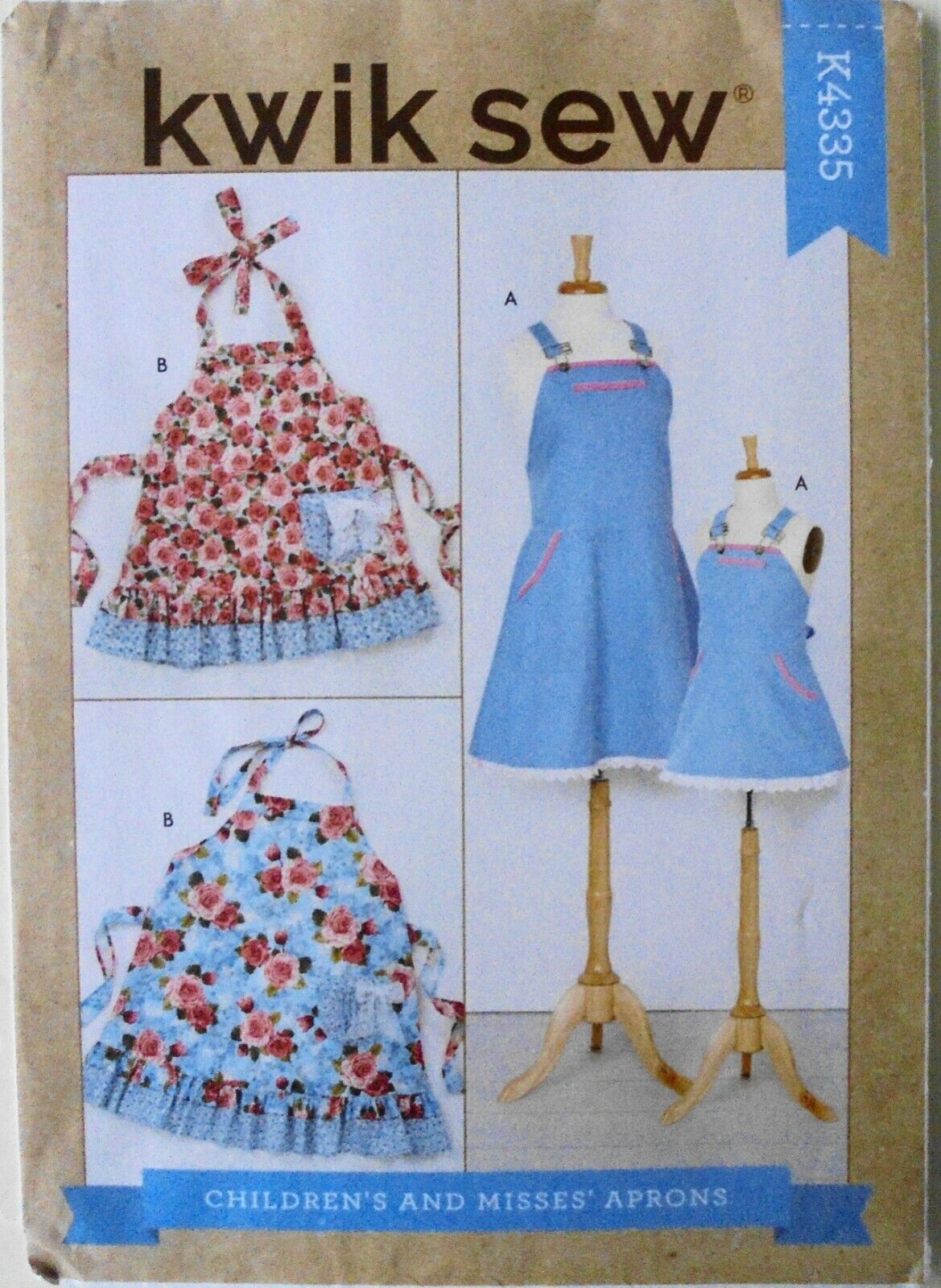 Kwik Sew 4335 Misses & Girls Aprons Sewing Pattern Sz S-L/3-8