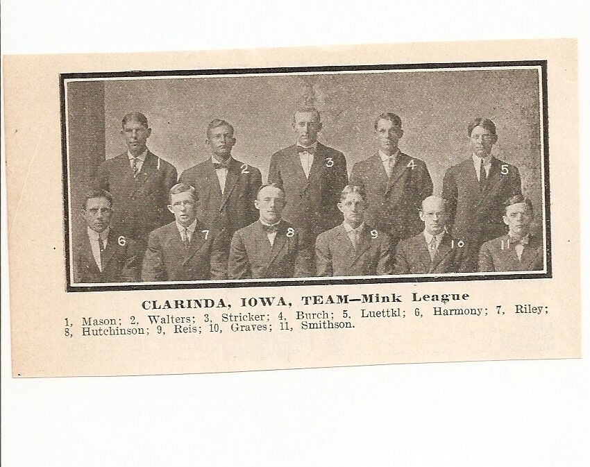Clarinda Antelopes 1911 Baseball Team Picture RARE