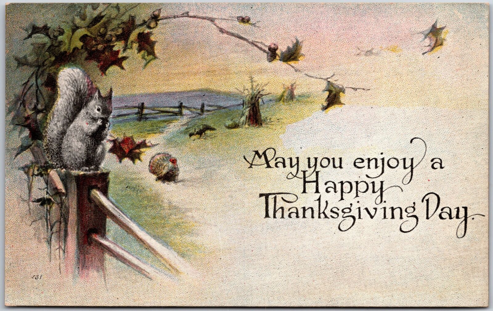 May You Enjoy a Happy Thanksgiving, Greetings Card, Holiday, Vintage Postcard