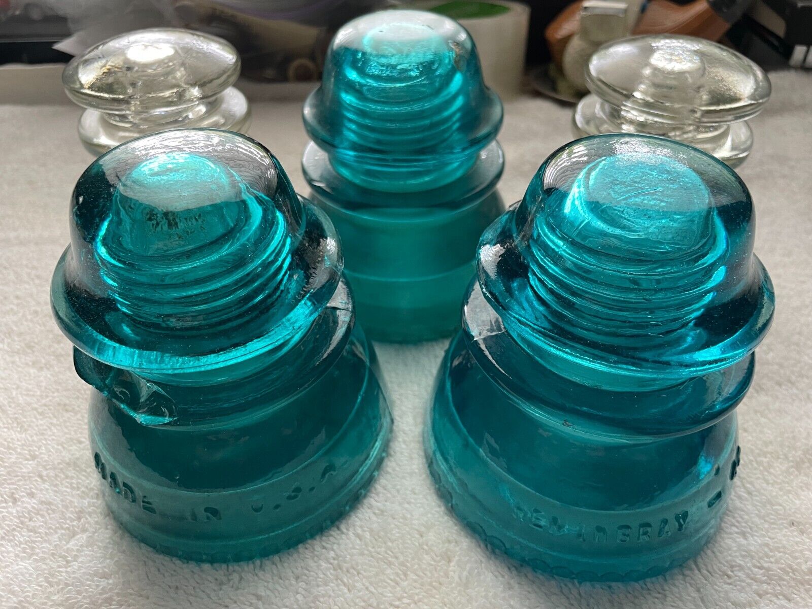 Lot Of  5 Glass Insulators Hemingway 42 And Armstrong