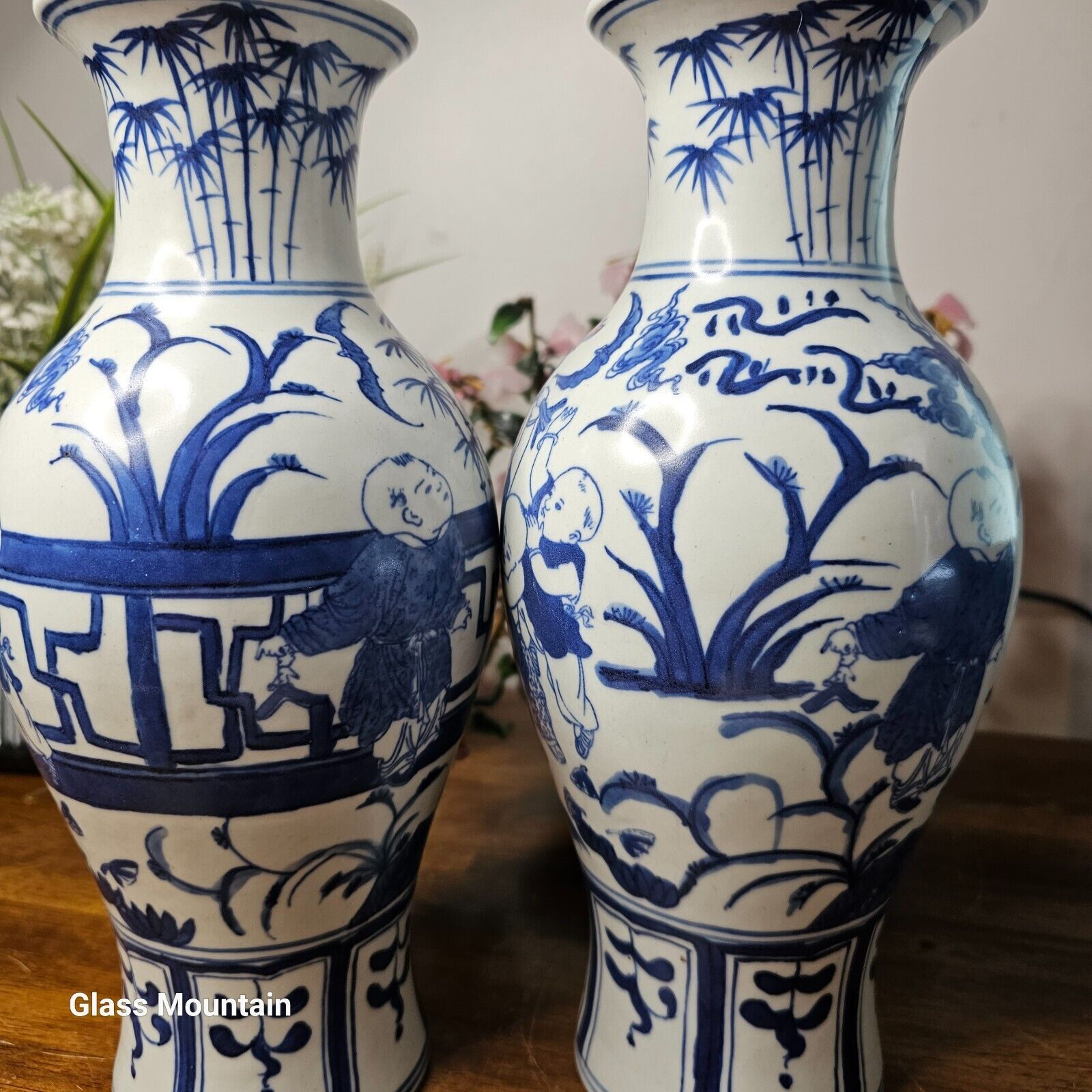 Antique Great Qing Dynasty Yongcheng Chinese Ceramic Begonia Vases Lot of 2