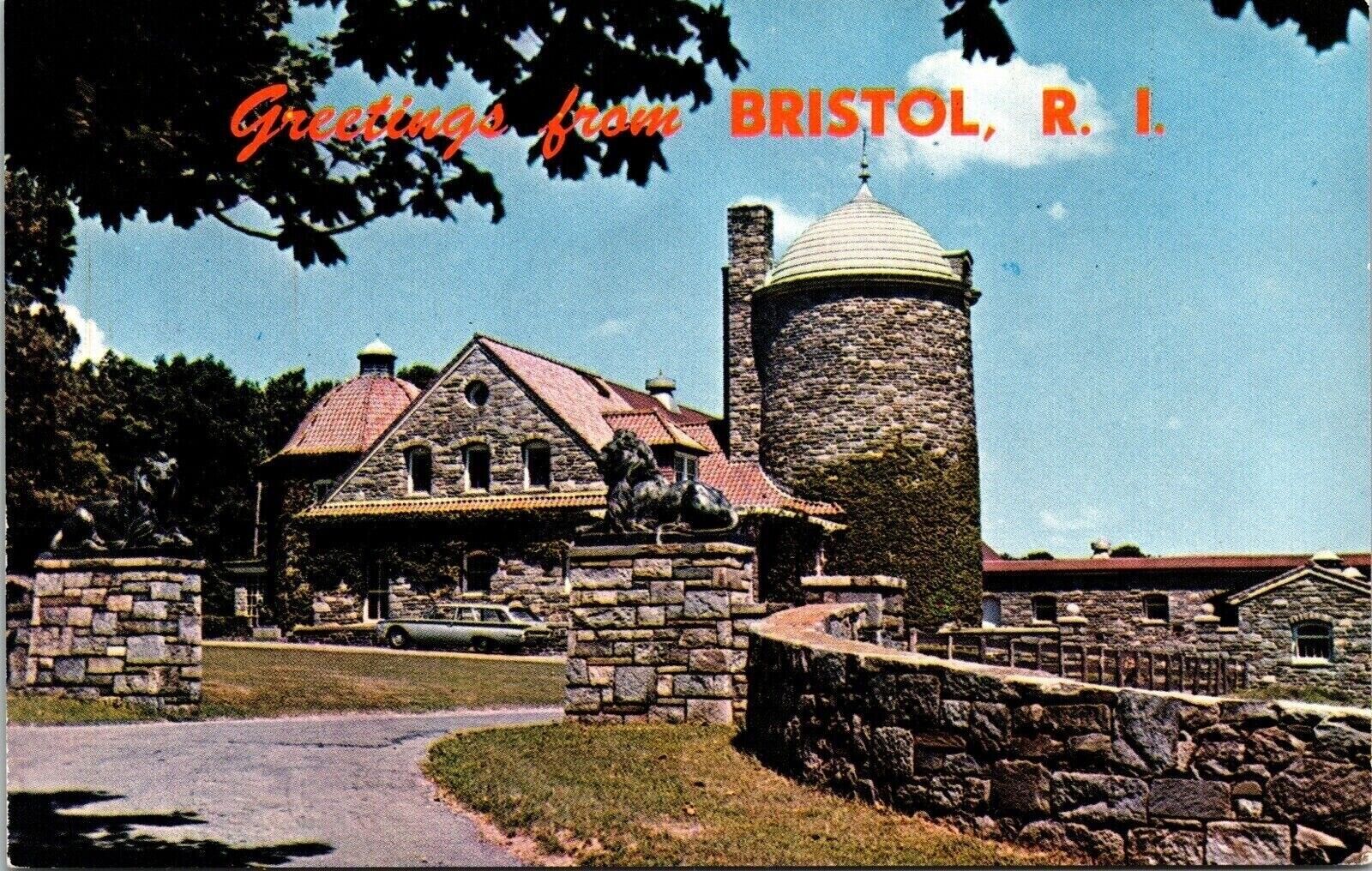 Greetings From Bristol RI Rhode Island Colt Estate Farm Dr Postcard UNP VTG