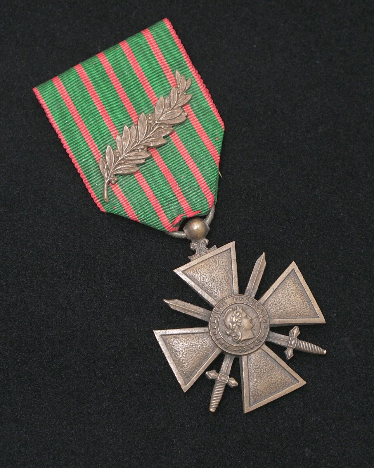 WWI 1918 French Croix de Guerre with Palm Citation on original Ribbon