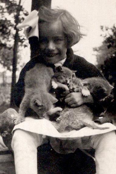1910\'s RPPC A LAP FULL OF KITTENS LITTLE GIRL CATS ANTIQUE POSTCARD