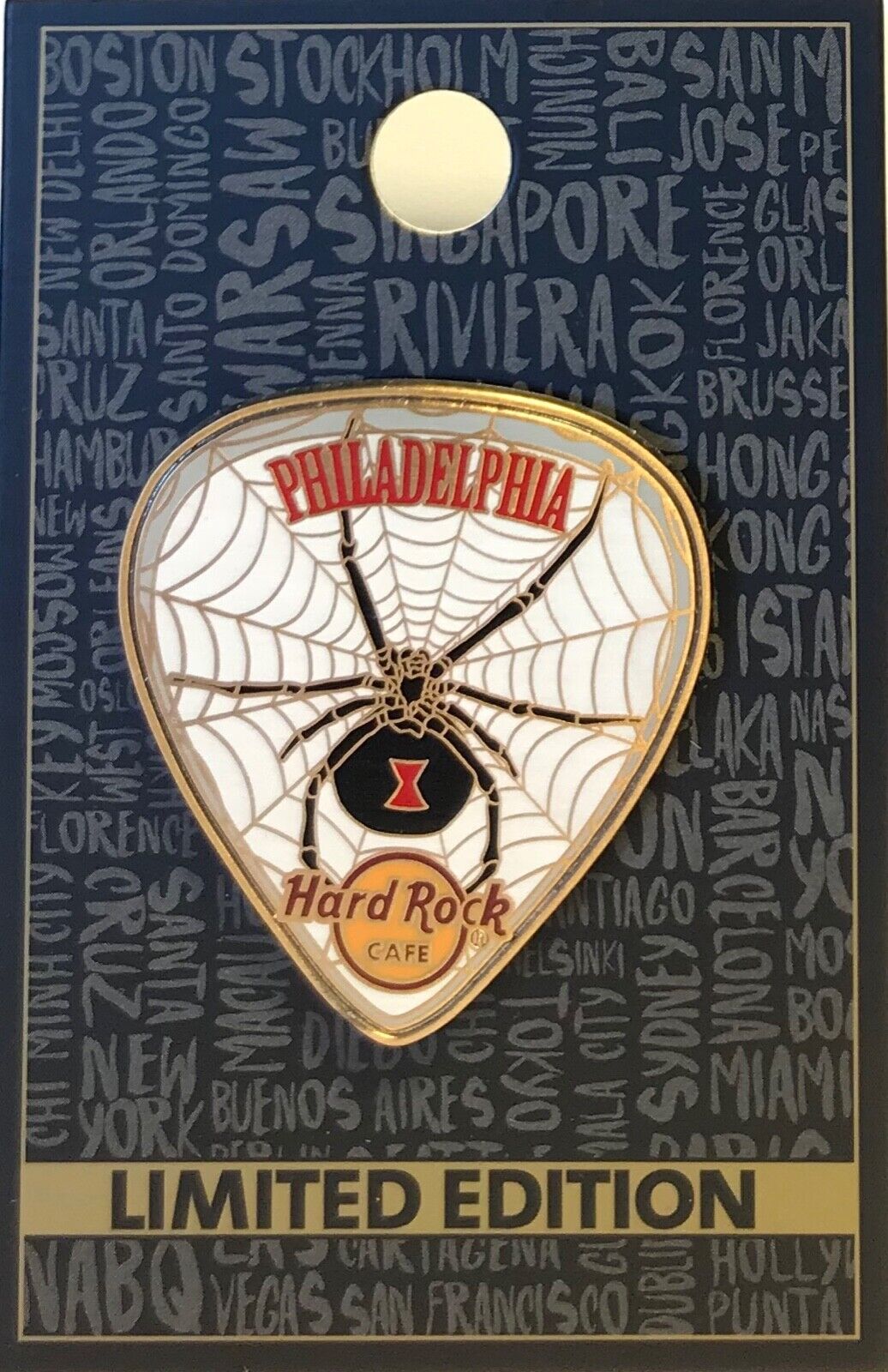 Hard Rock Cafe Philadelphia Pin Black Widow Spider Pick 2019 LE New # 511846