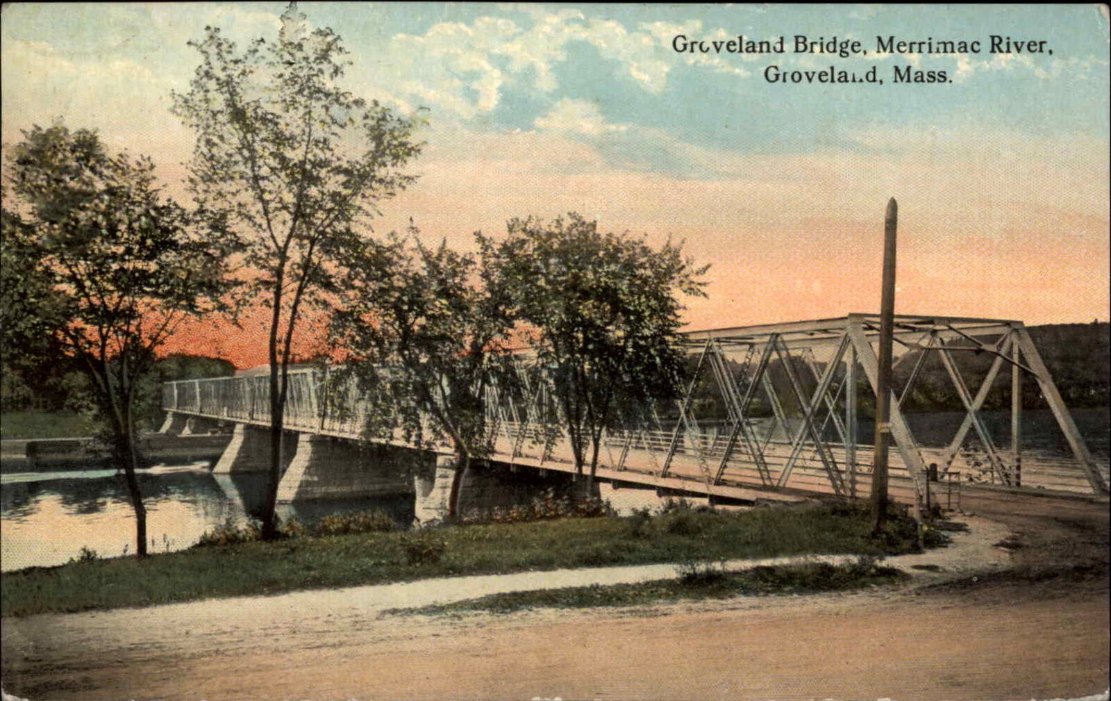 Groveland Massachusetts MA River Bridge c1900s-10s Postcard