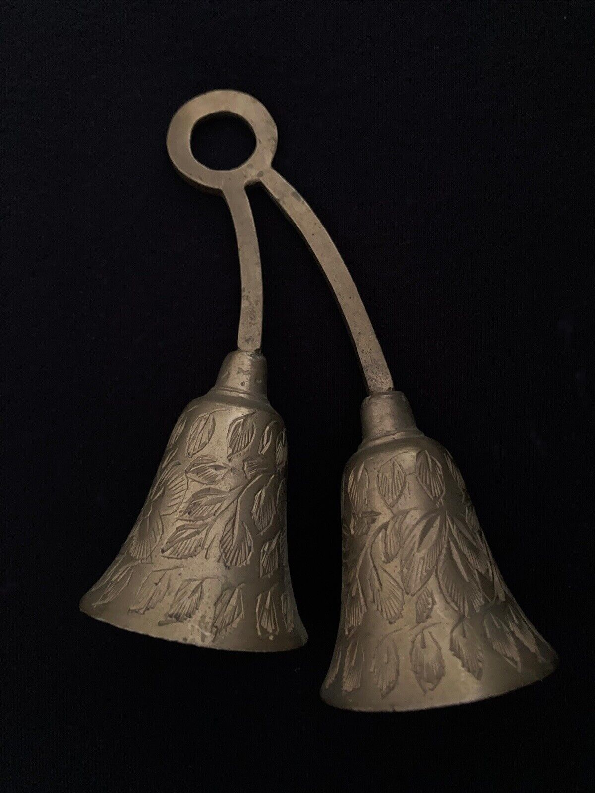 Vintage etched Bells Of Sarna India Brass Double Bell