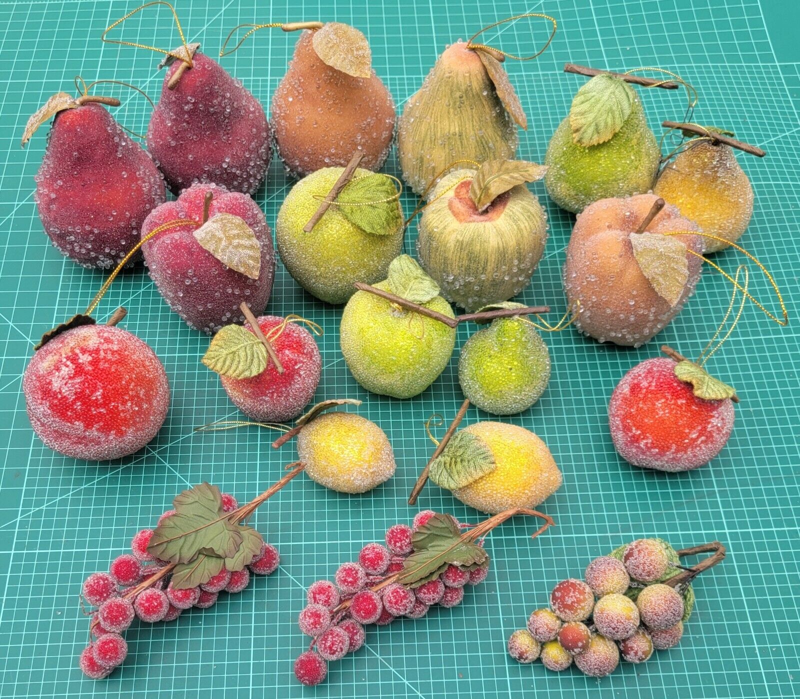 Vintage Beaded Sugared Faux Fruit Ornaments Assorted Valerie Parr Hill 20 pcs
