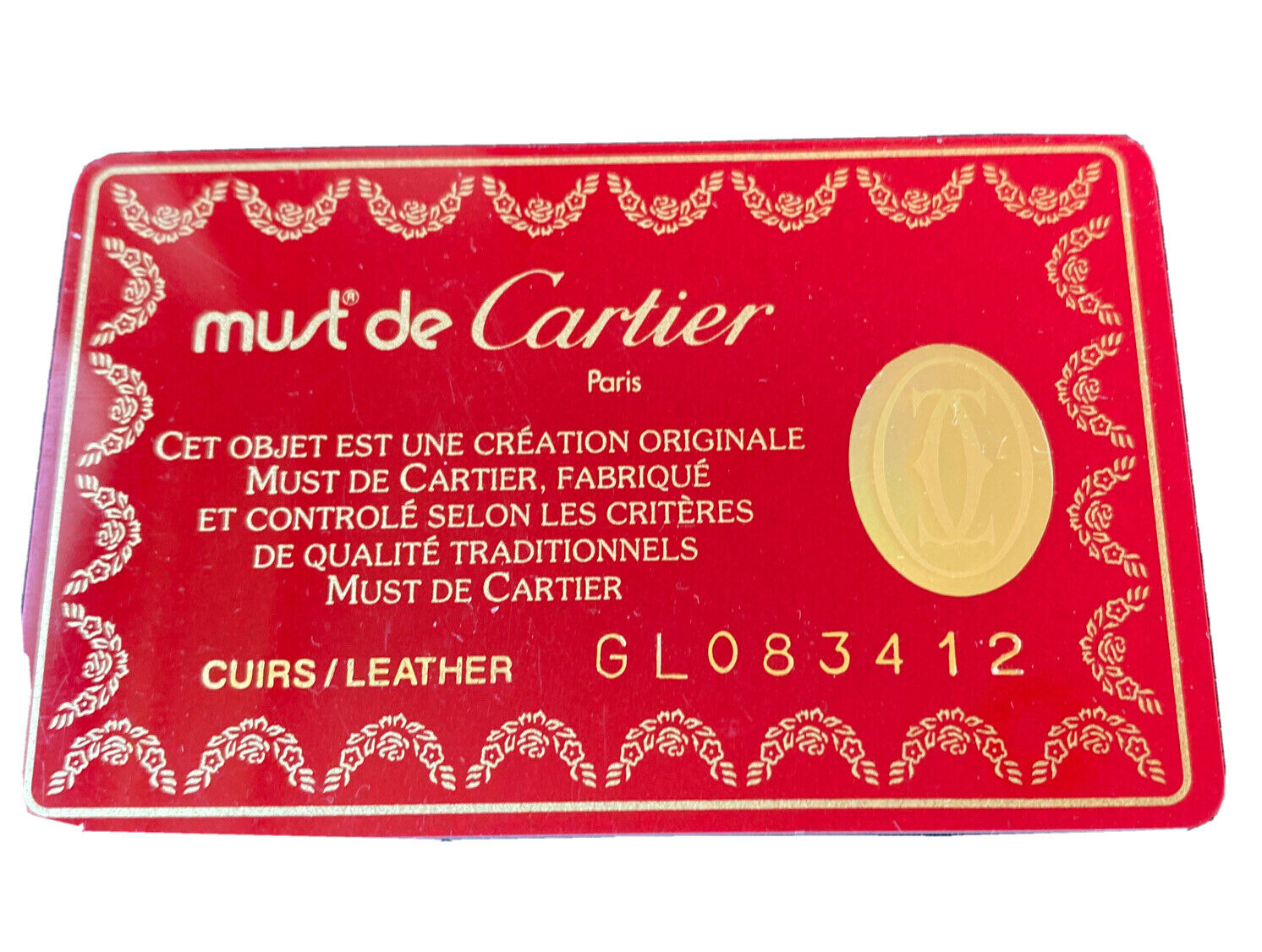 Les Must De Cartier leather Products Certificate Blank