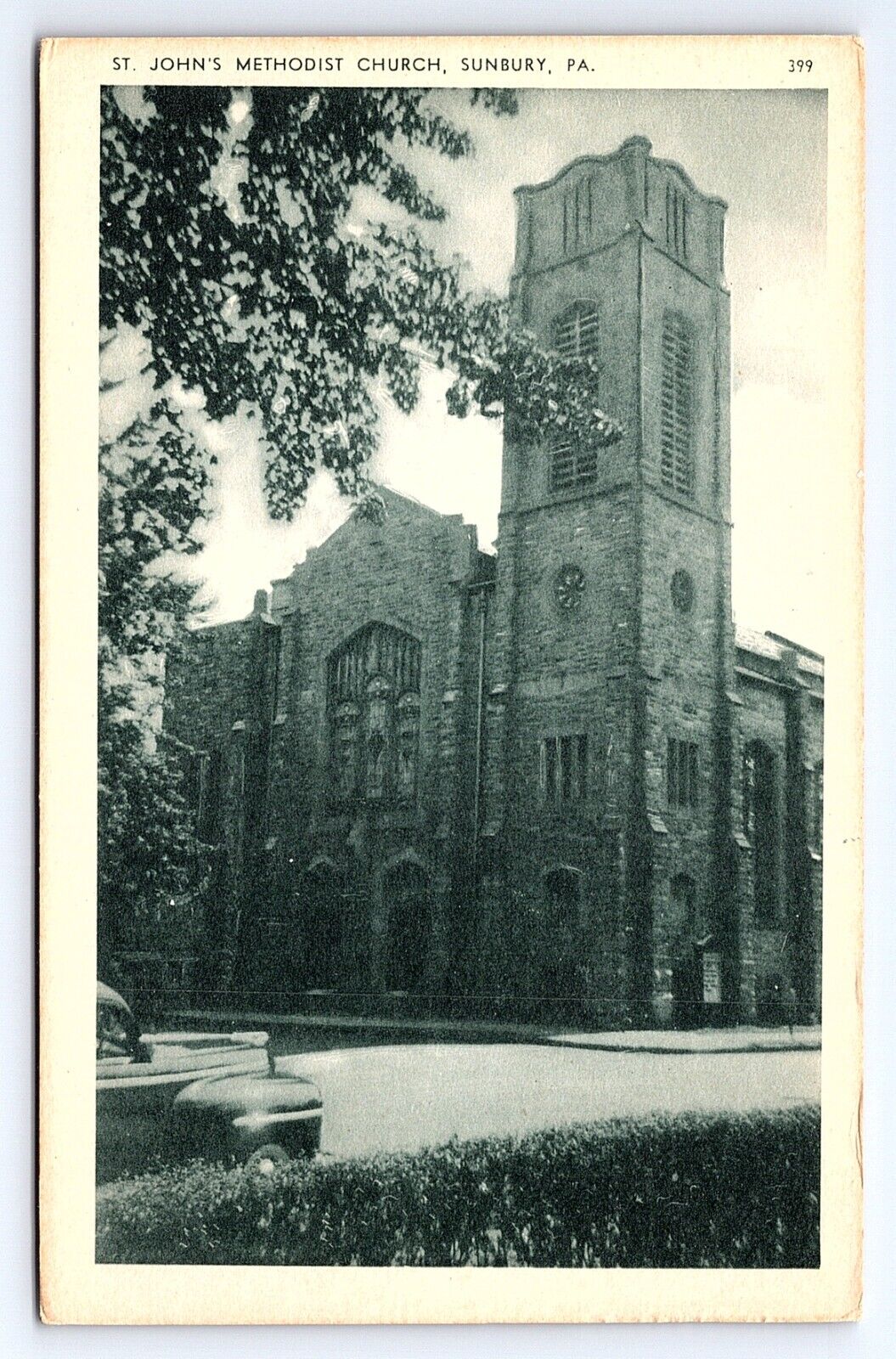 Postcard St. John's Methodist Church Sunbury Pennsylvania PA FOXING