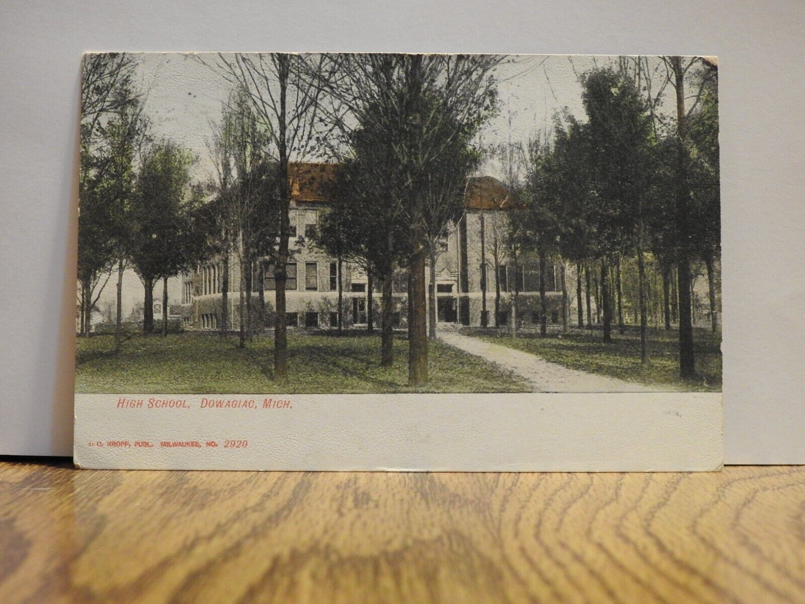 High School Dowagiac, Michigan Vintage Lithograph Post Card Posted 1907