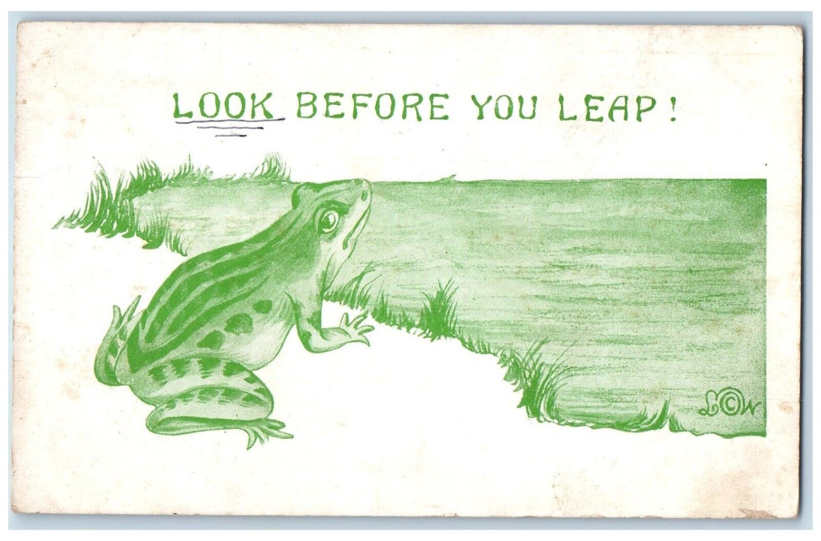 c1910\'s Frog Look Before You Leap Thomaston Connecticut CT Antique Postcard