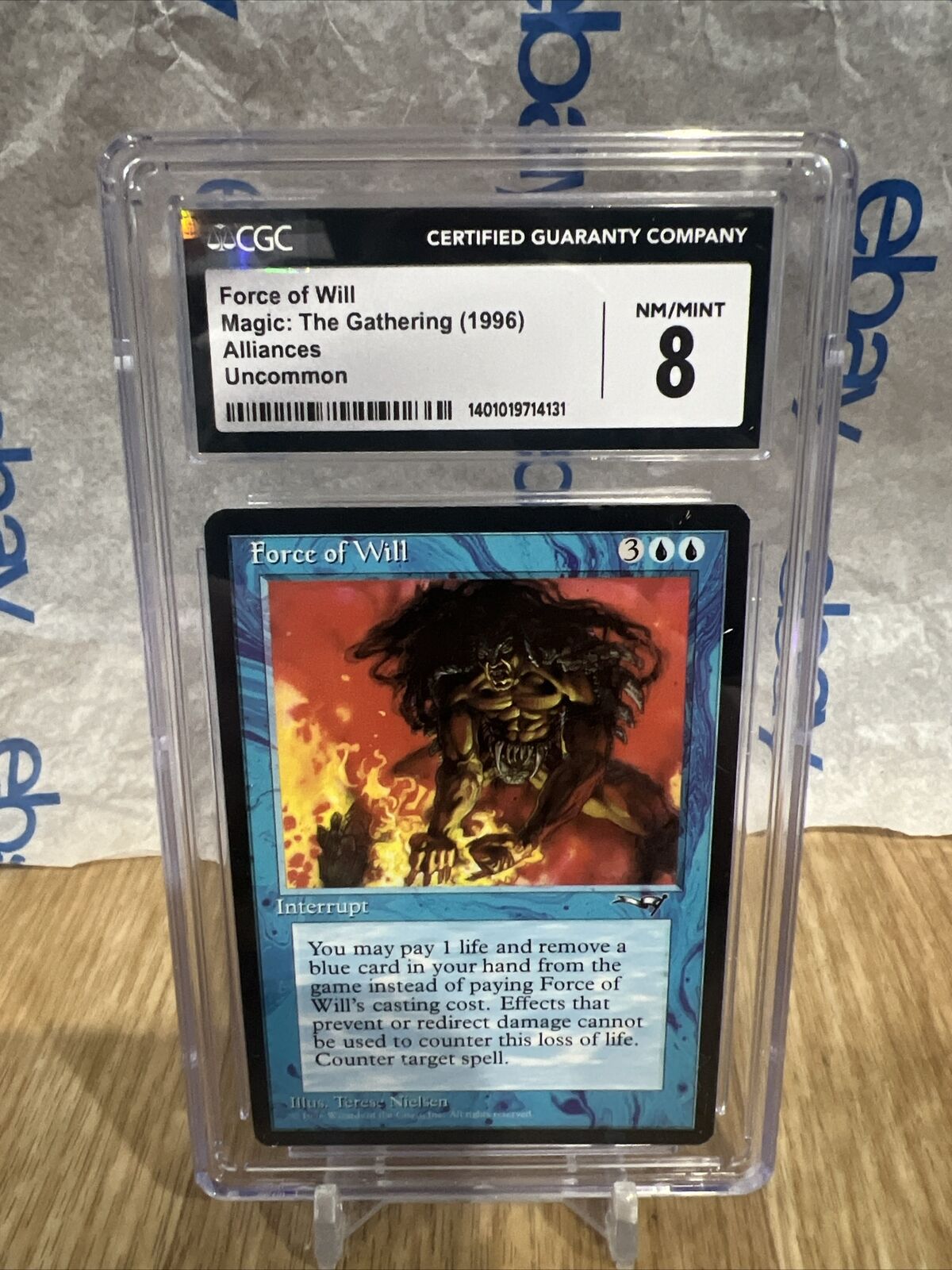 1996 MTG Magic The Gathering Alliances Force of Will Cgc 8 Graded Uncommon