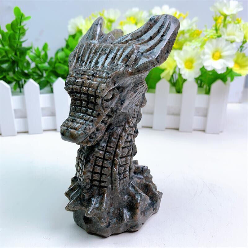14cm Natural Yooperlite Dragon Head Carving Healing Quartz Reiki Decor Gift 1pc