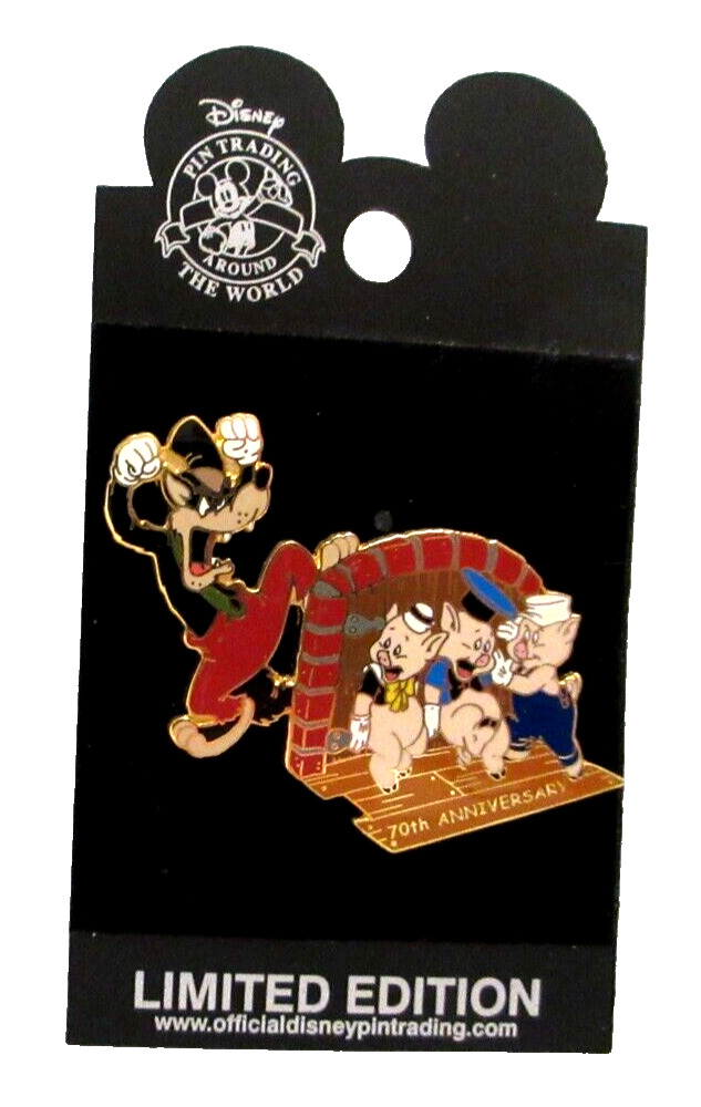2003 DISNEY WORLD THREE LITTLE PIGS AND BIG BAD WOLF 70 ANNIVERSARY PIN- LE 1500