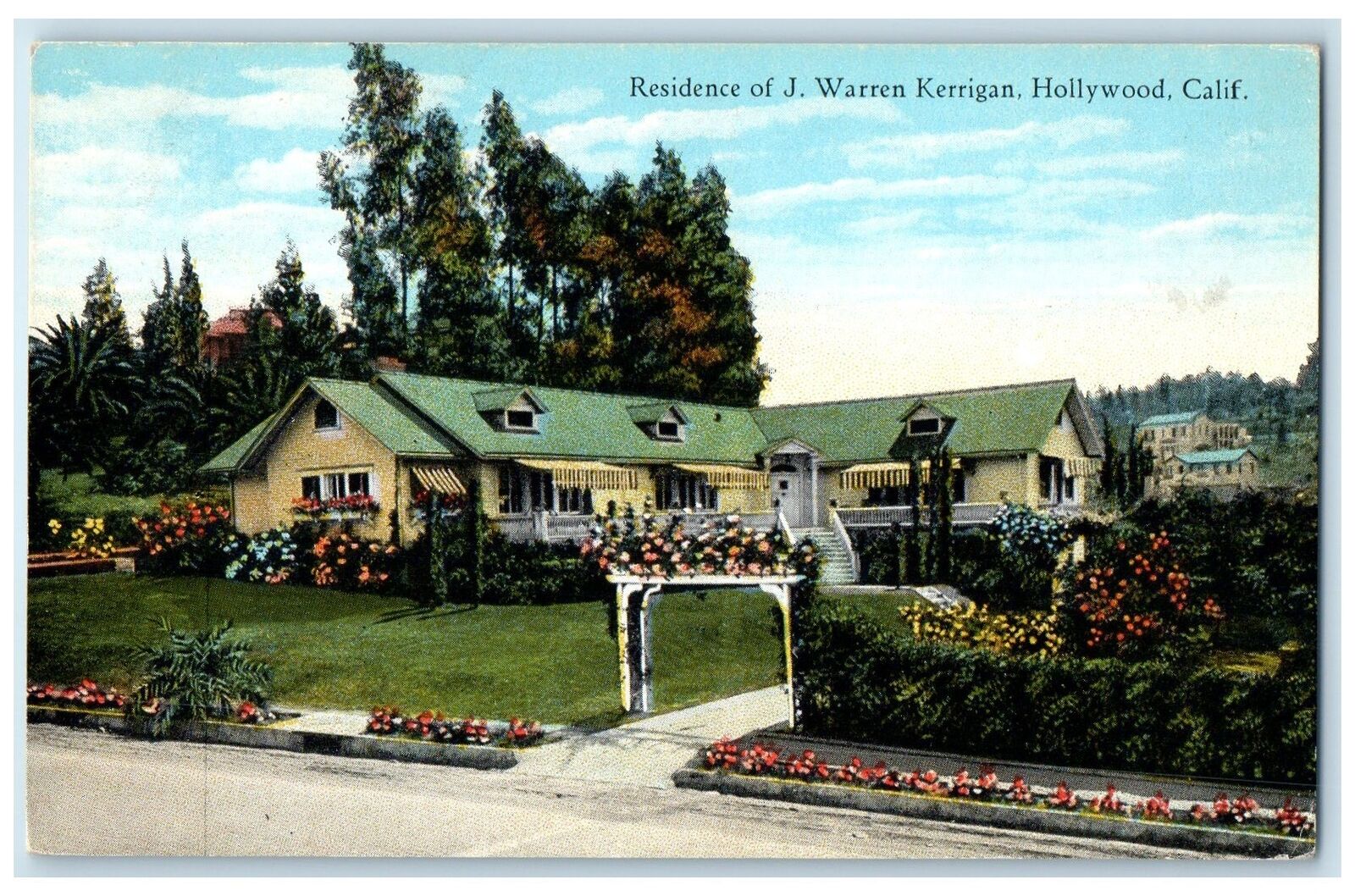 c1940s Residence Of J. Warren Kerrigan Exterior Hollywood California CA Postcard