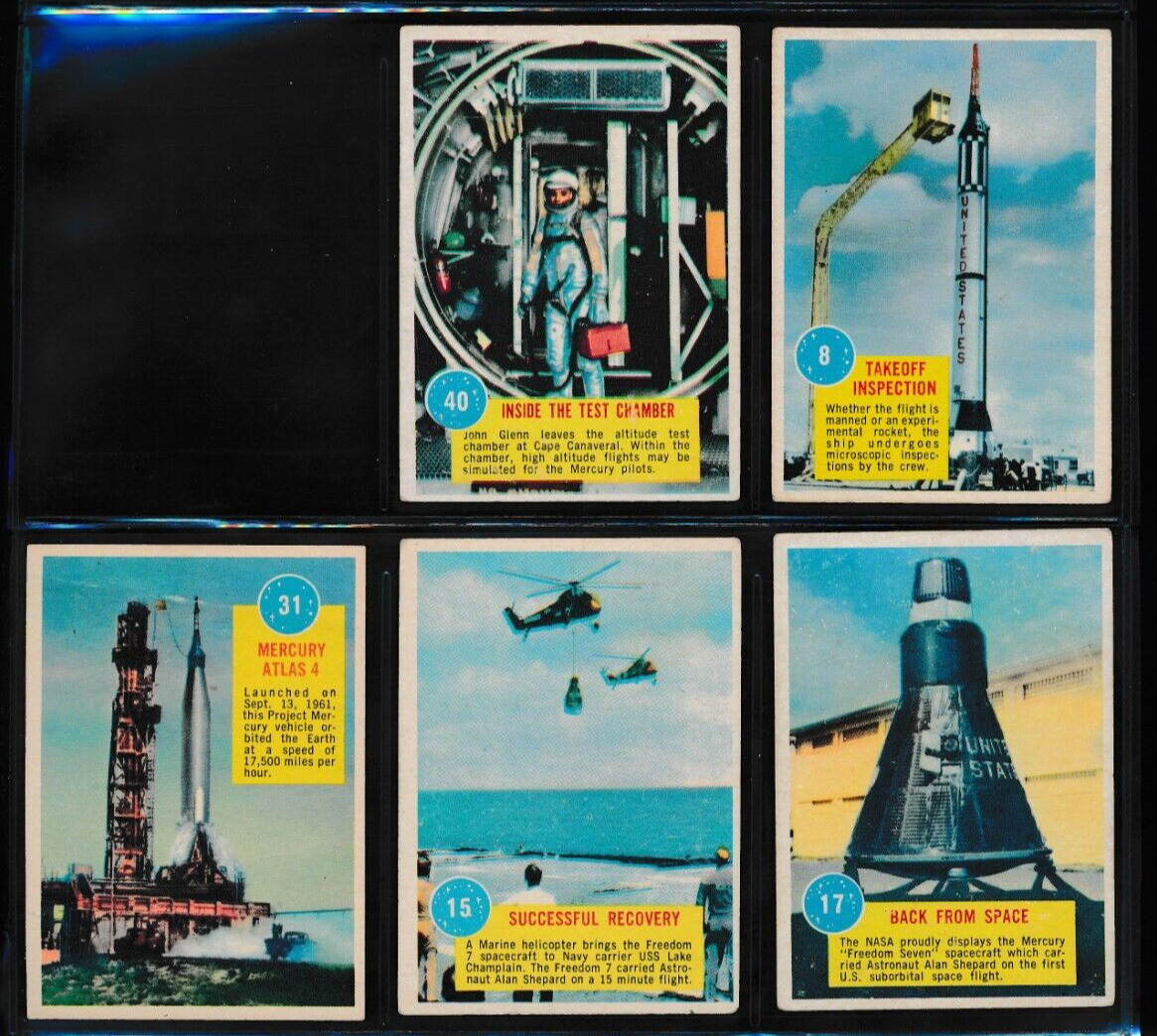 Lot (5) 1963 Topps Popsicle Space Cards John Glenn Shepard #40 8 31 15 17 (O130)