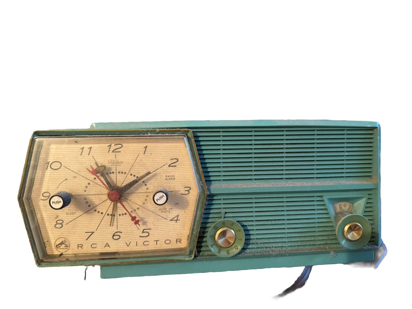 Bluetooth Ready - 1957 RCA Victor Model 8-C-6L AM Teal Clock Radio