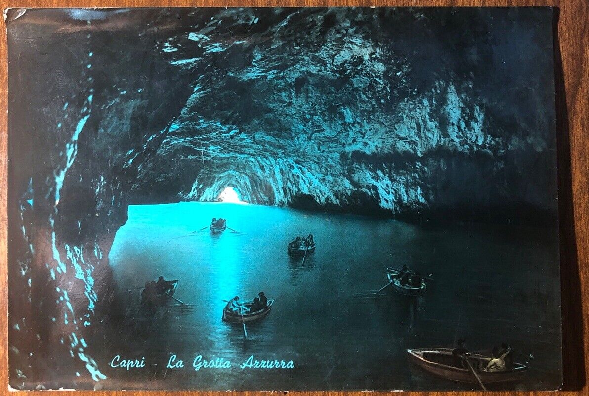 Real Photo Postcard Postmarked 1960 Capri Italy La Grotta Azzurra (Blue Grotto)