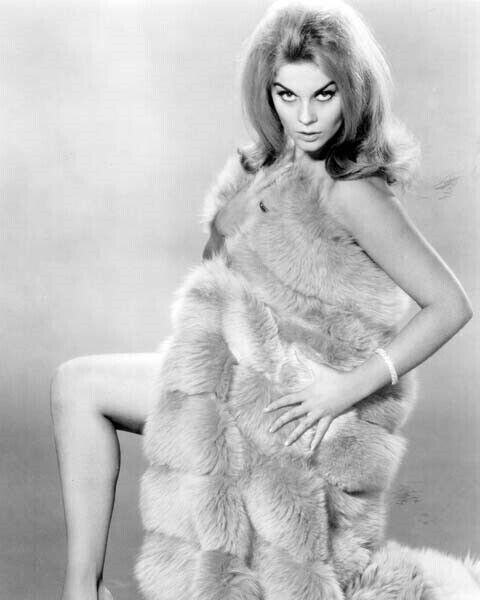 Ann-Margret shows of leg wrapped in fur coat Once A Thief 8x10 real photo