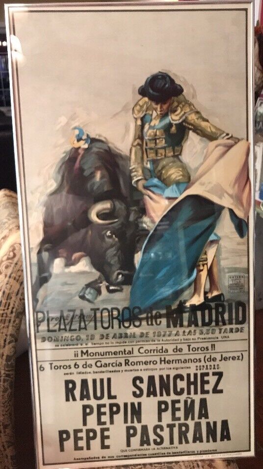 Original 1977 Plaza de Toros de Madrid Poster  in Spain RARE Color 41X20.5”