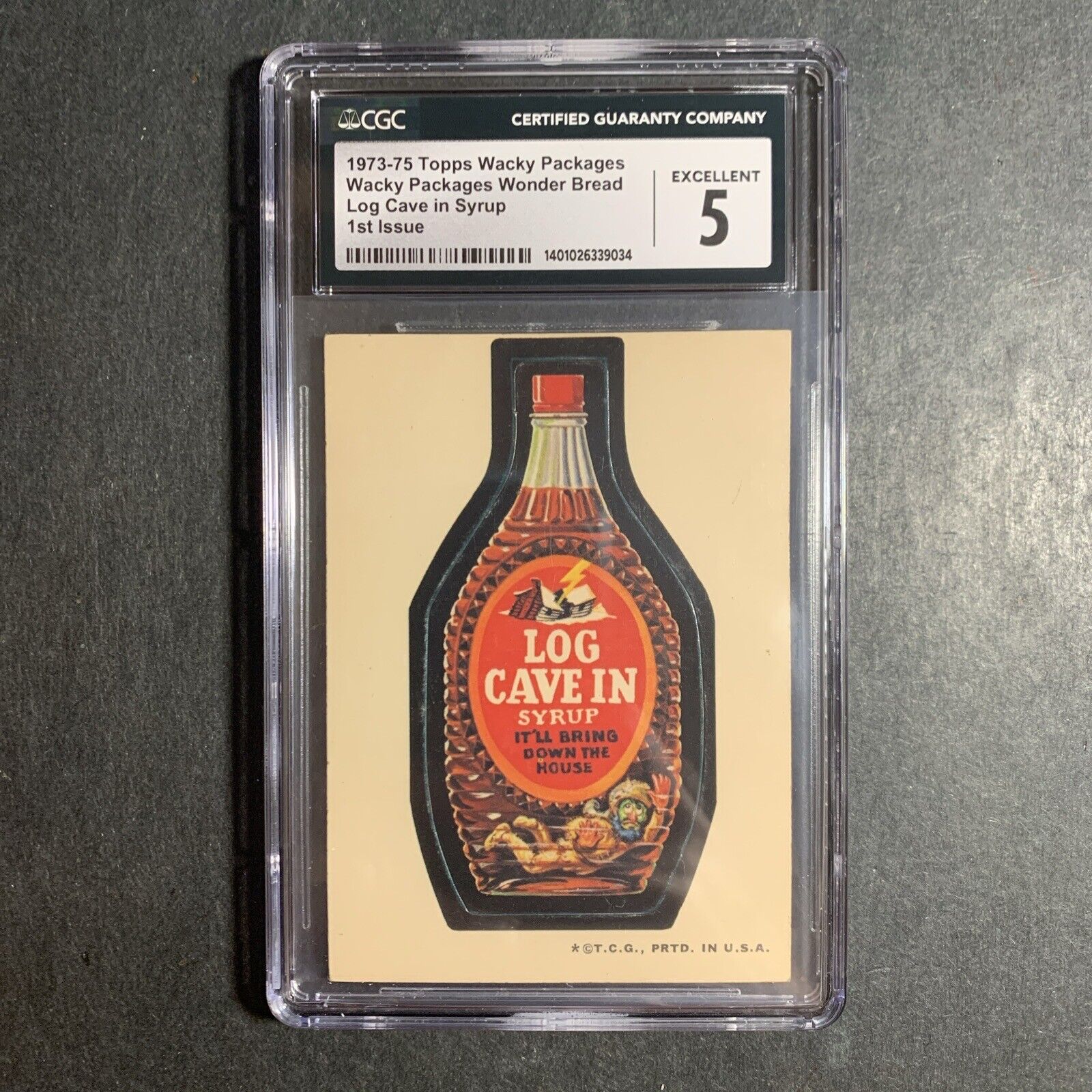 1973 Topps Wacky Packages LOG CAVE IN (Series 2 White back) CGC 5