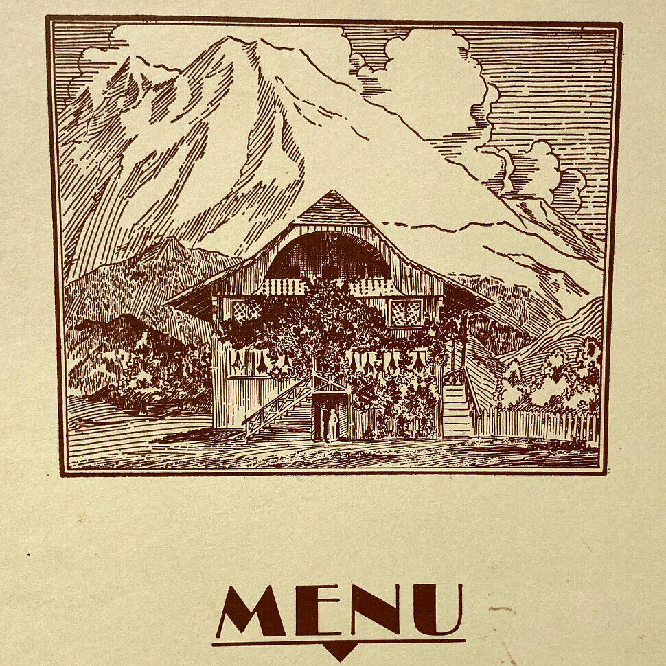 Original 1946 Swiss Chalet Restaurant Menu Pikes Peak Avenue Colorado Springs