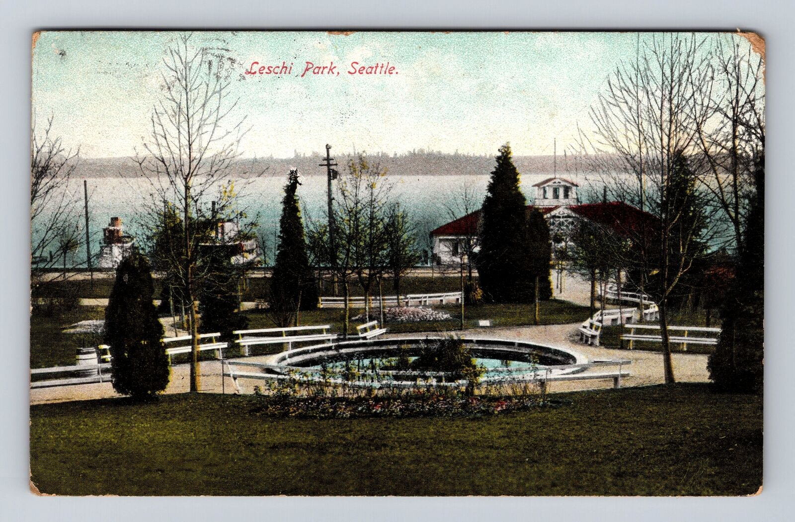 Seattle WA-Washington, Leschi Park, Antique Vintage Souvenir Postcard