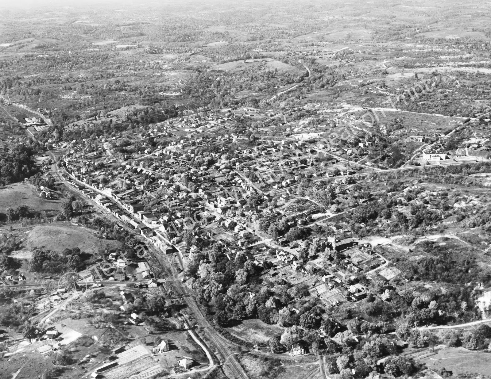 1940 Aerial View of Straitsville, Ohio Vintage Old Photo Reprint