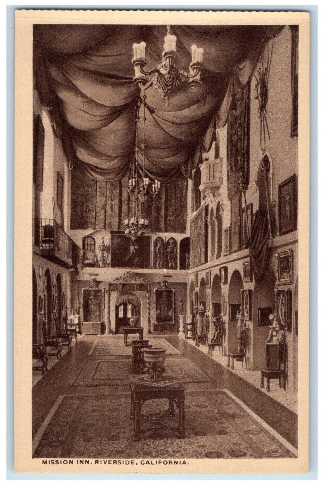 c1940s Interior Spanish Art Gallery Glenwood Mission Inn Riverside CA Postcard