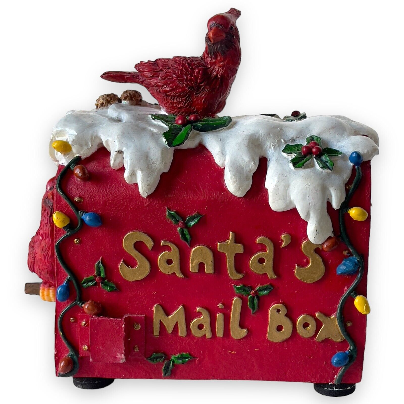 Cardinal Christmas Musical Mailbox Decor Bird Singing Chirping Santa SEE VIDEO