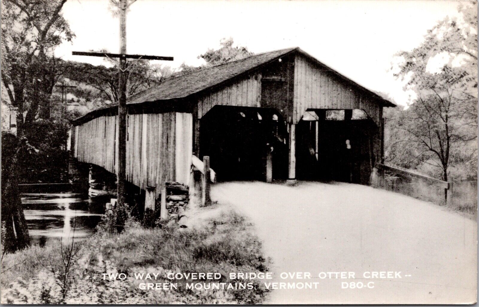 RP Postcard Two Way Covered Bridge Over Otter Creek Green Mountains Vermont