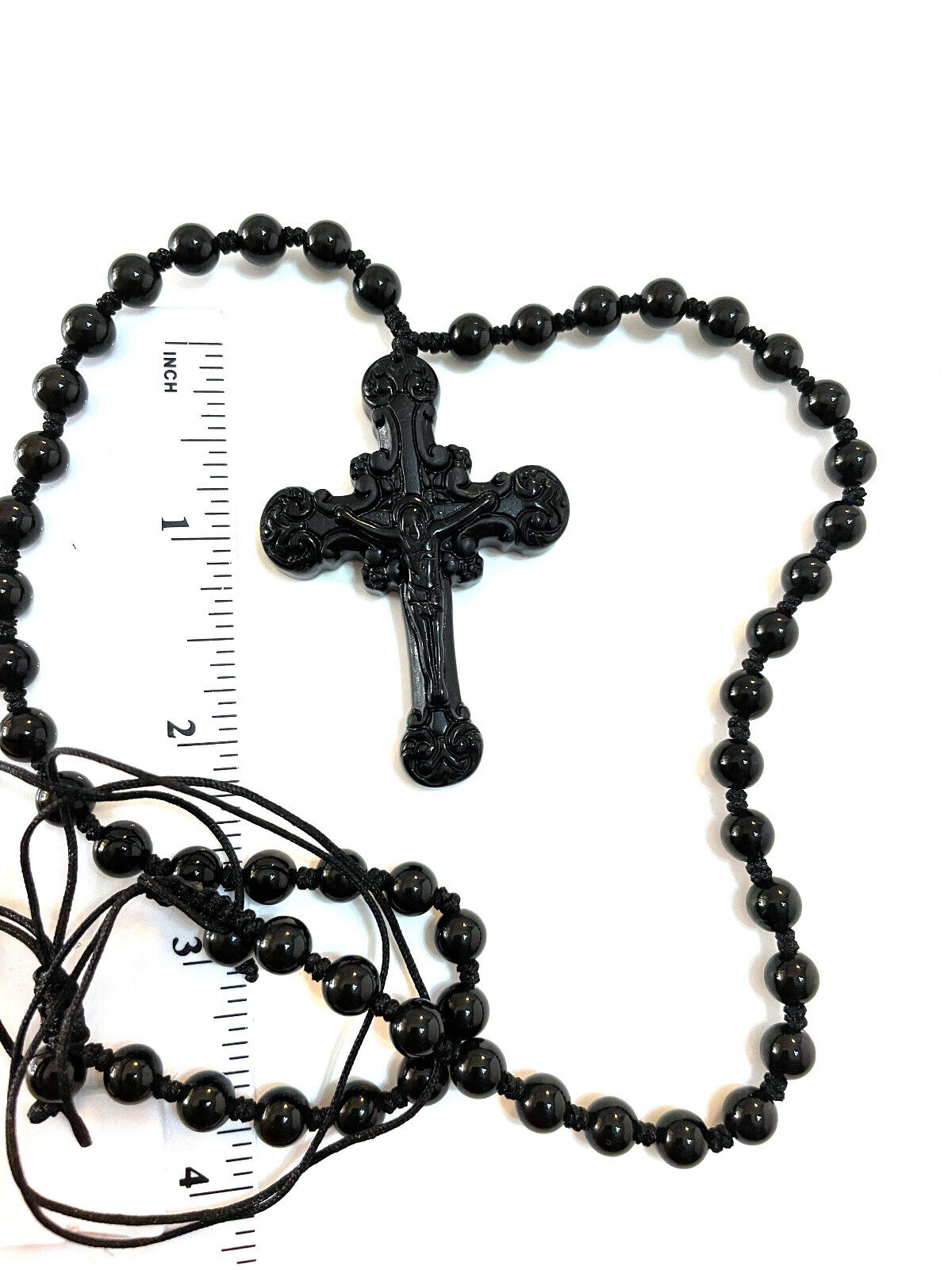 Black Onyx Rosary Gem Necklace Retirement Birthday Christian Easter Christianity