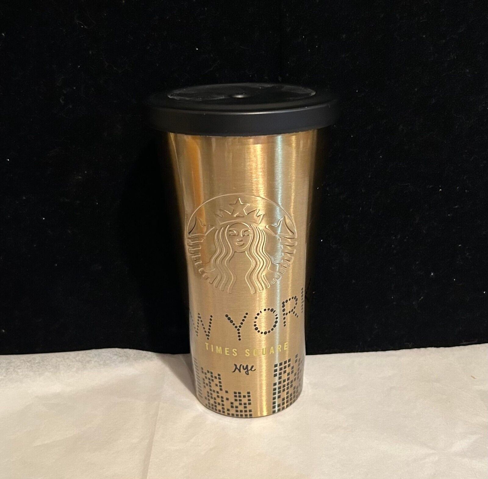 2014 Starbucks NEW YORK NYE Times Square 16 Oz Stainless Cold Cup Tumbler Metal