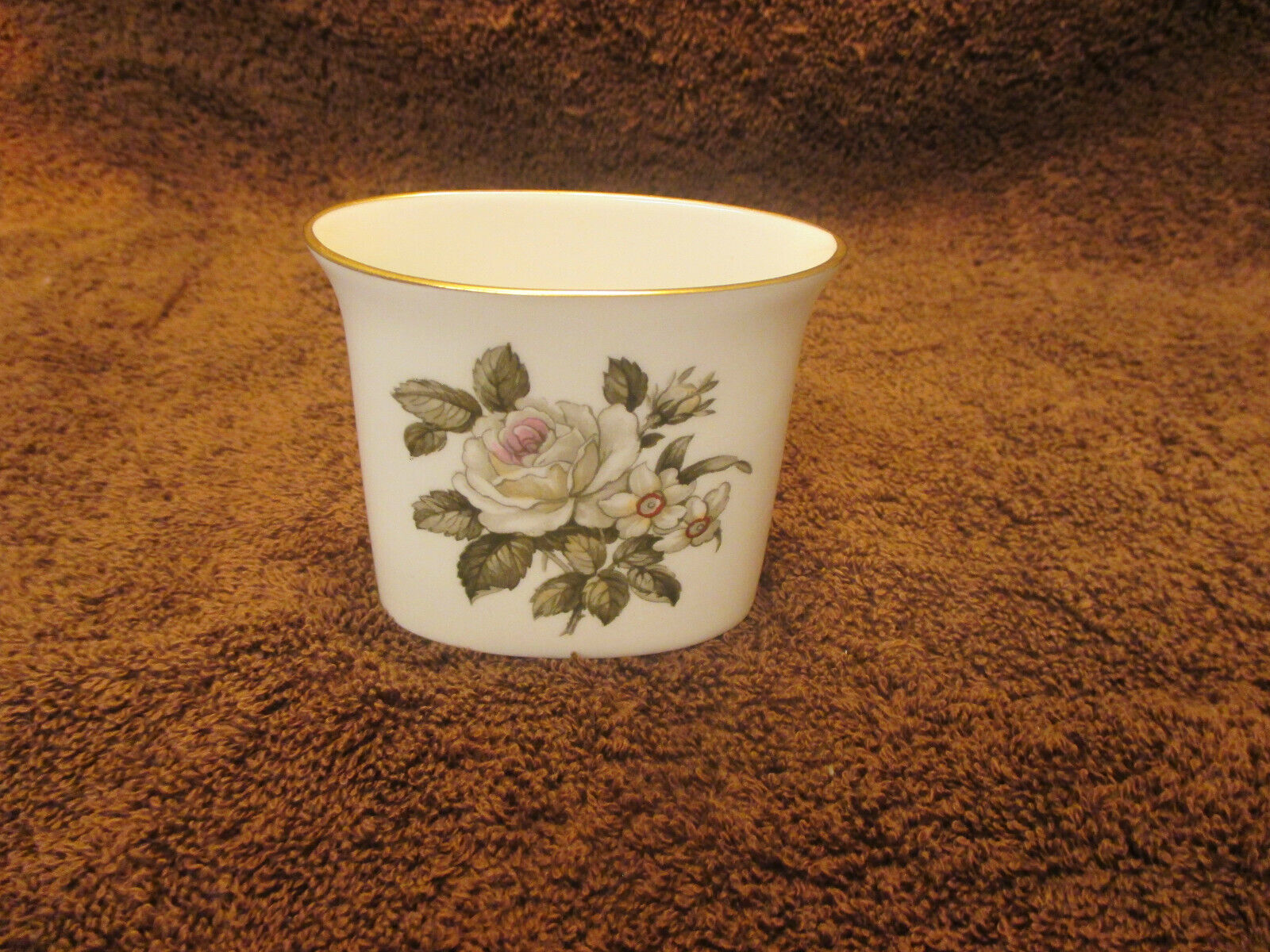 Royal Worcester Bone China Made In England Pink Rose Toothbrush Toothpick Holder