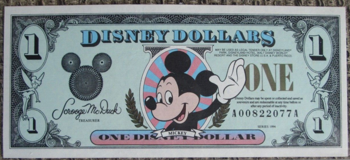 Disney Dollar Mickey Mouse A00822077A 1994 Pristine