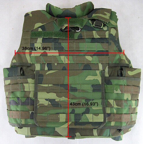 New Airsoft Molle Heavy Improved Outer Plate Carrier Replica Woodland Camo