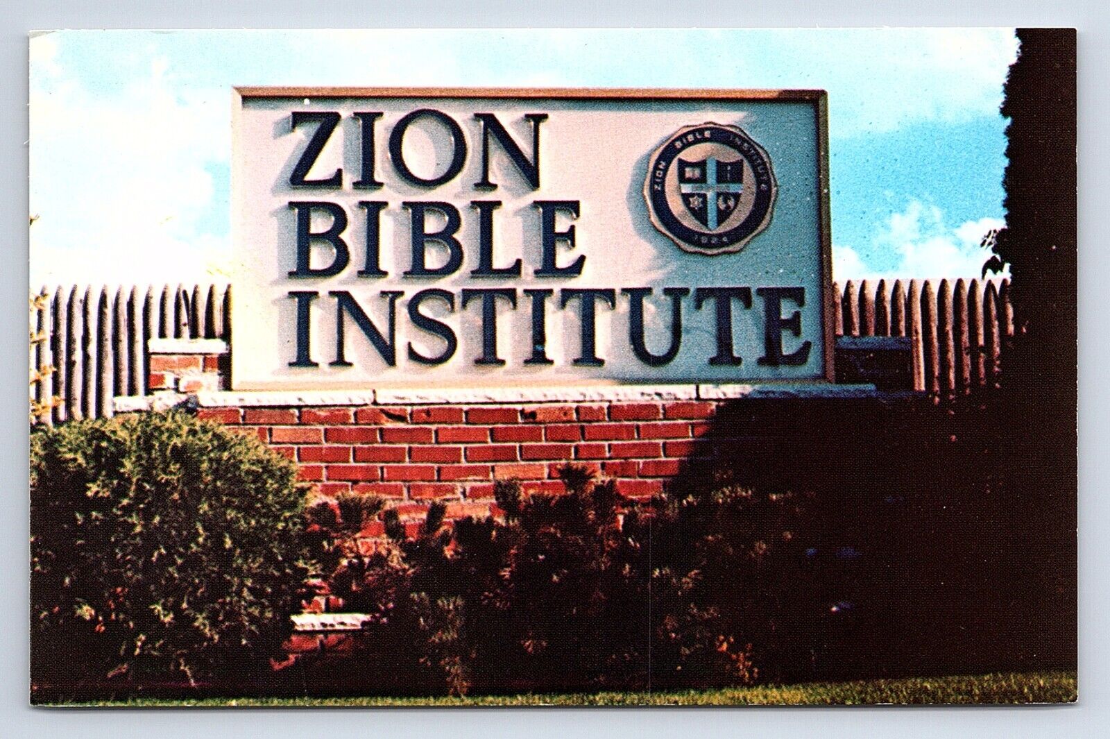 Postcard Zion Bible Institute Sign East Providence Rhode Island RI