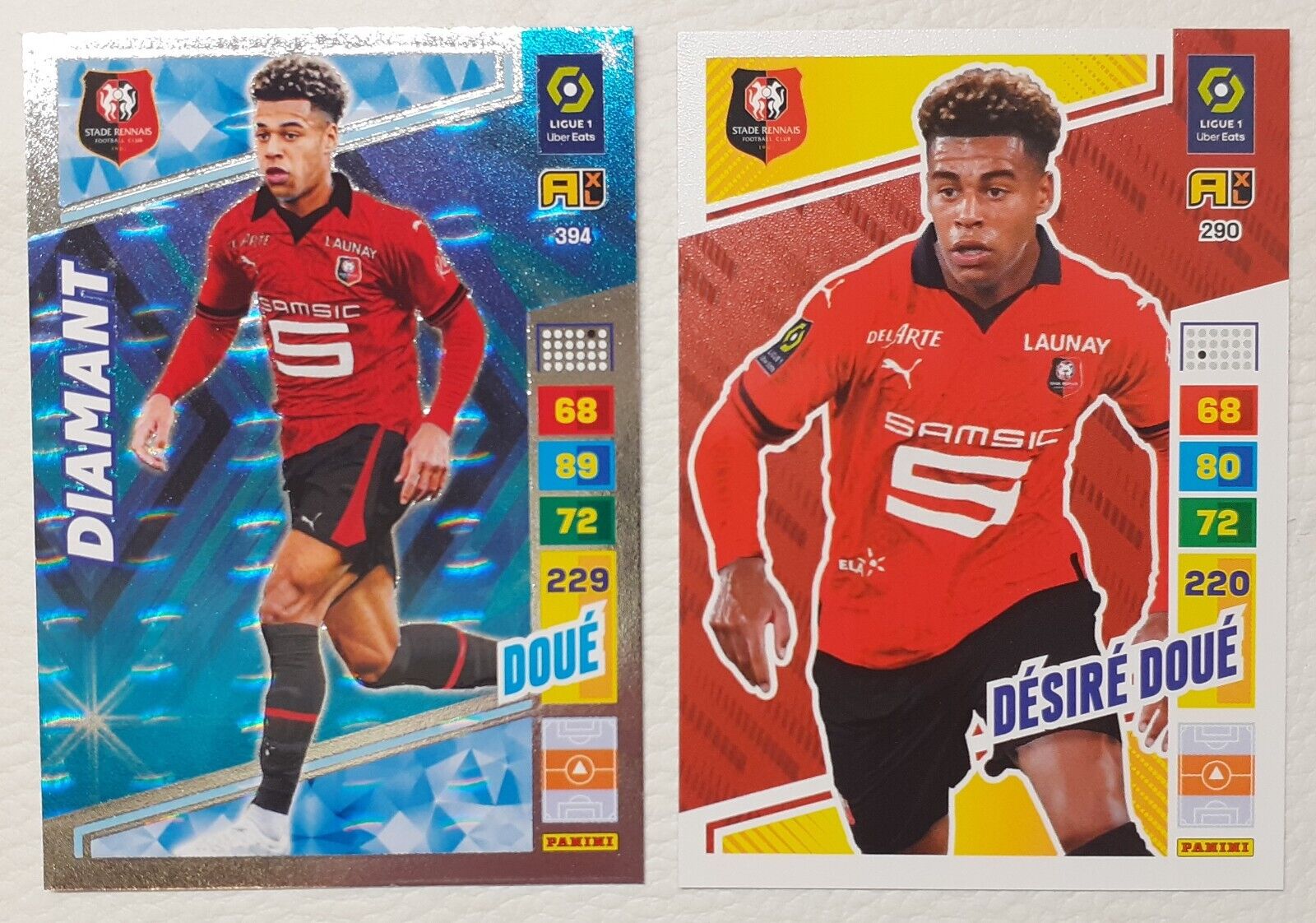 Panini Foot 2023-2024 Adrenalyn Désiré Gifted No. 394 and No. 290