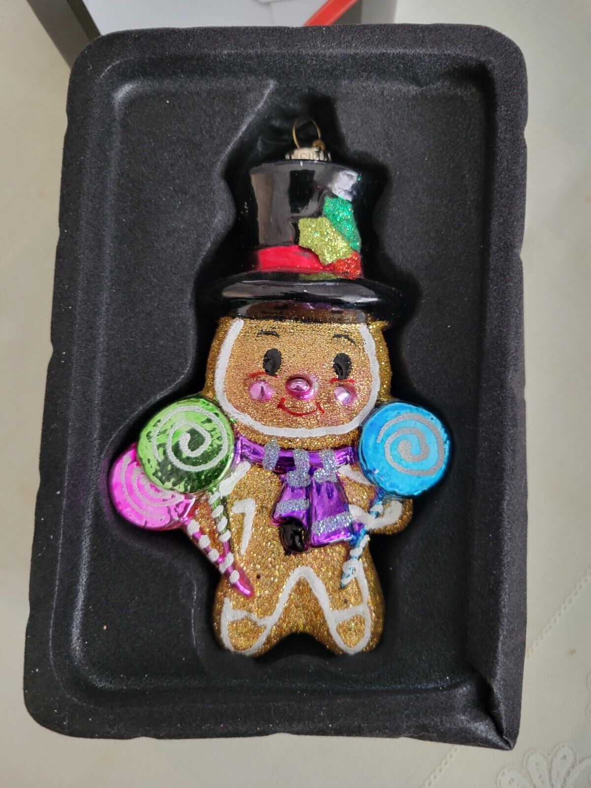 Celebrations by Radko - Gingerbread Man Lollipop Glass Christmas Ornament 