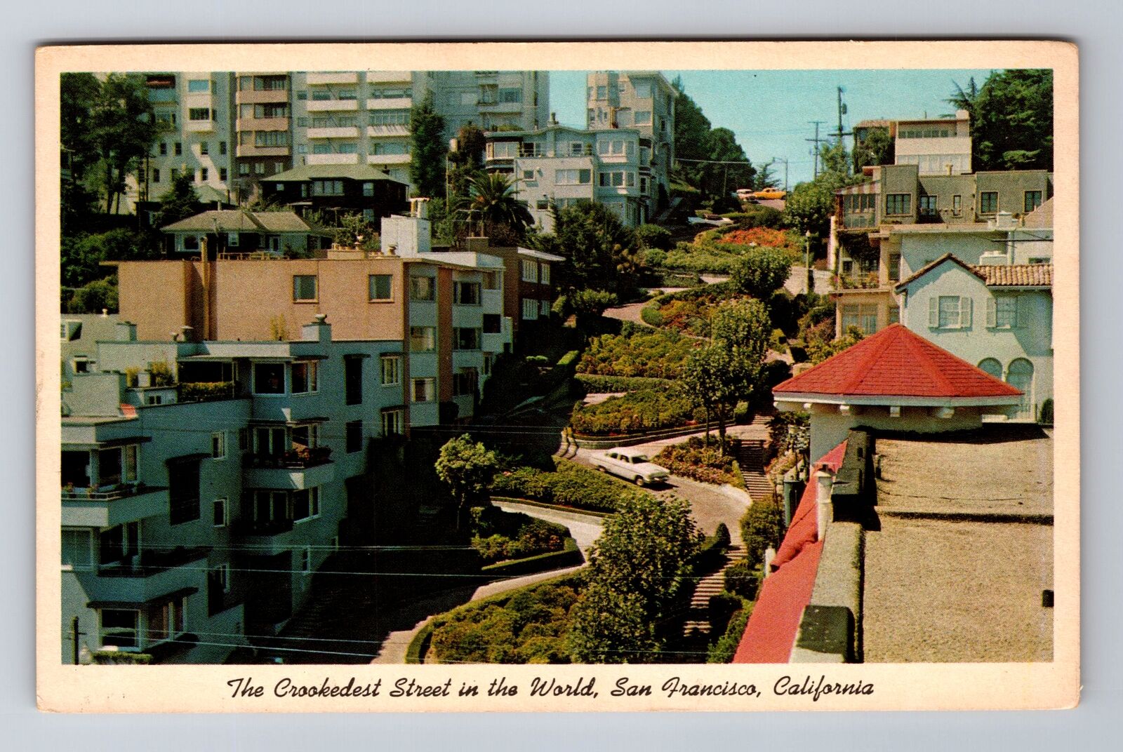 San Francisco CA-California, Lombard Street, Crookedest St, Vintage Postcard