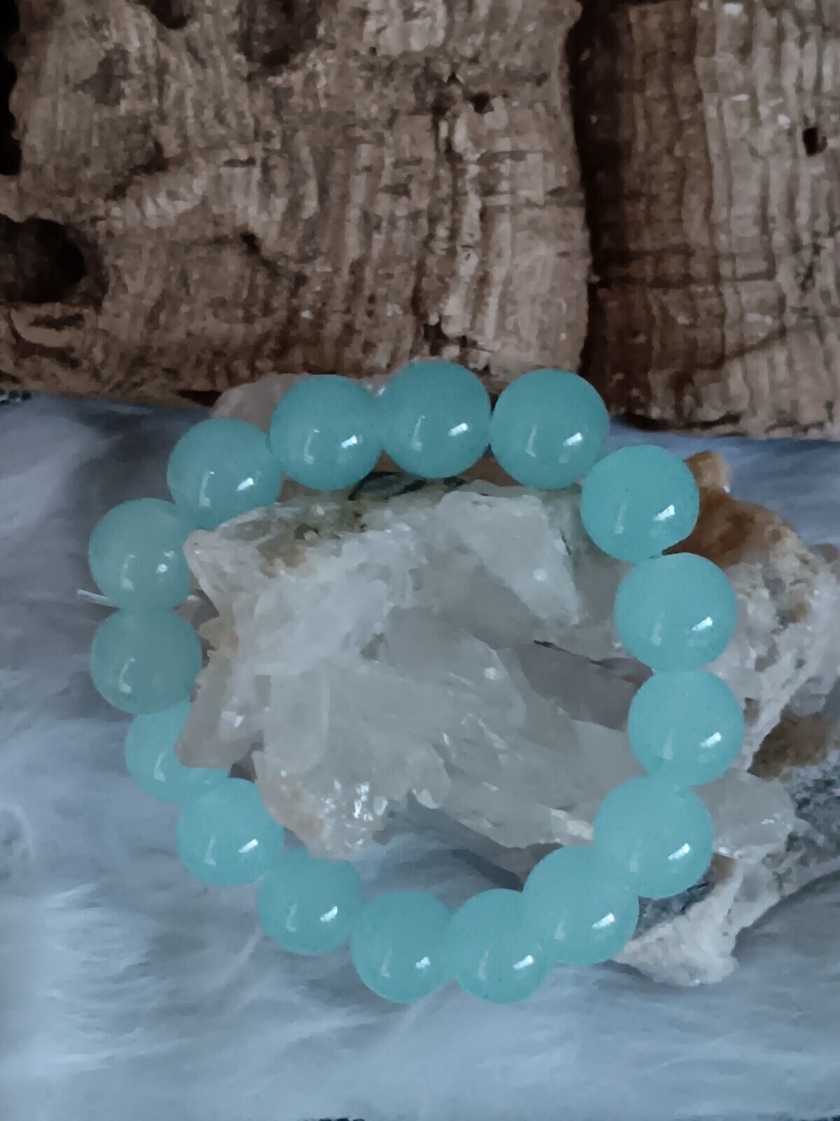 AAA blue aquamarine beaded bracelet-Chunky beads bracelet-Rare size beads...