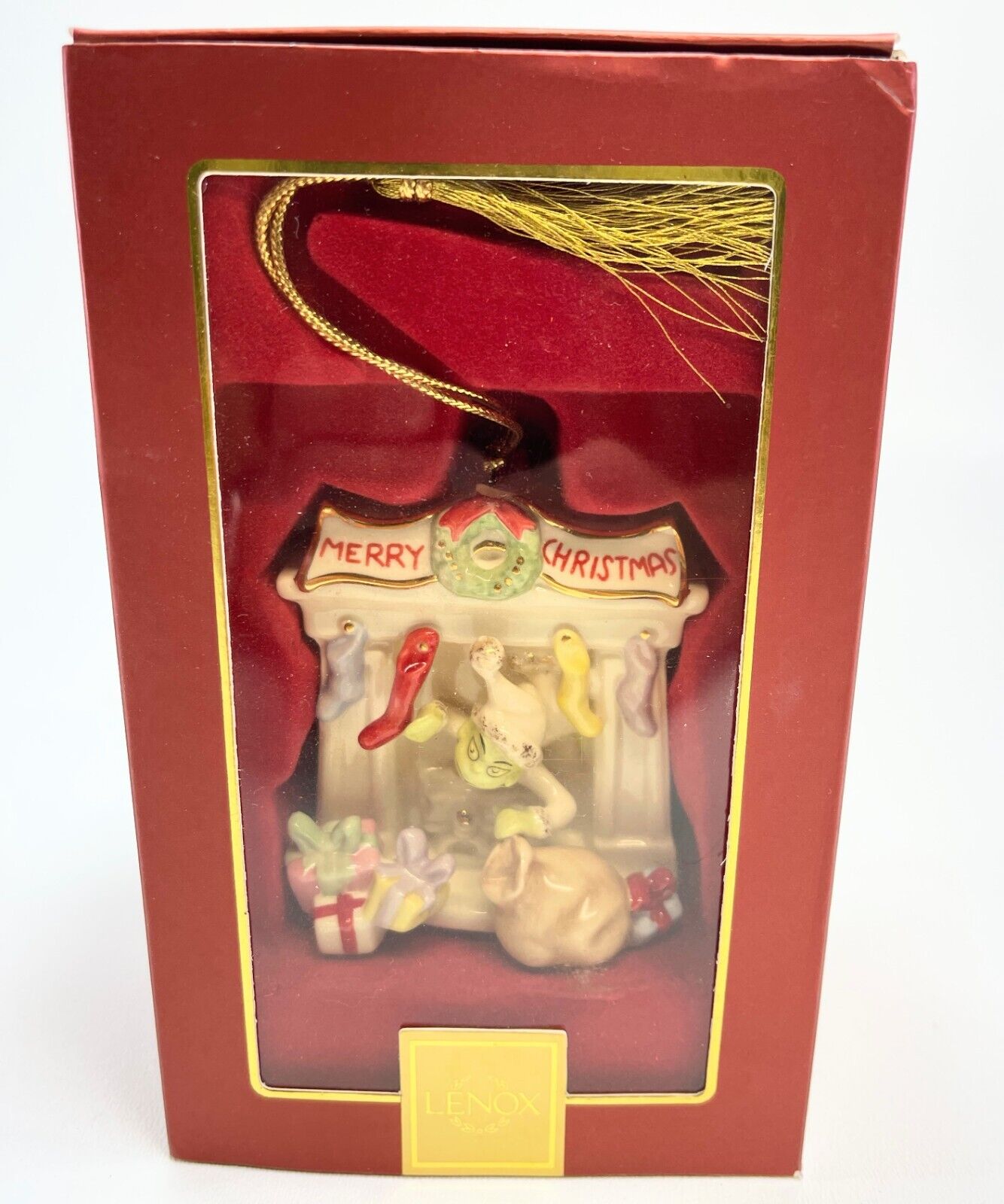 Lenox & Dr Seuss Grinch SLINKING UP THE CHIMNEY Ornament w/Box