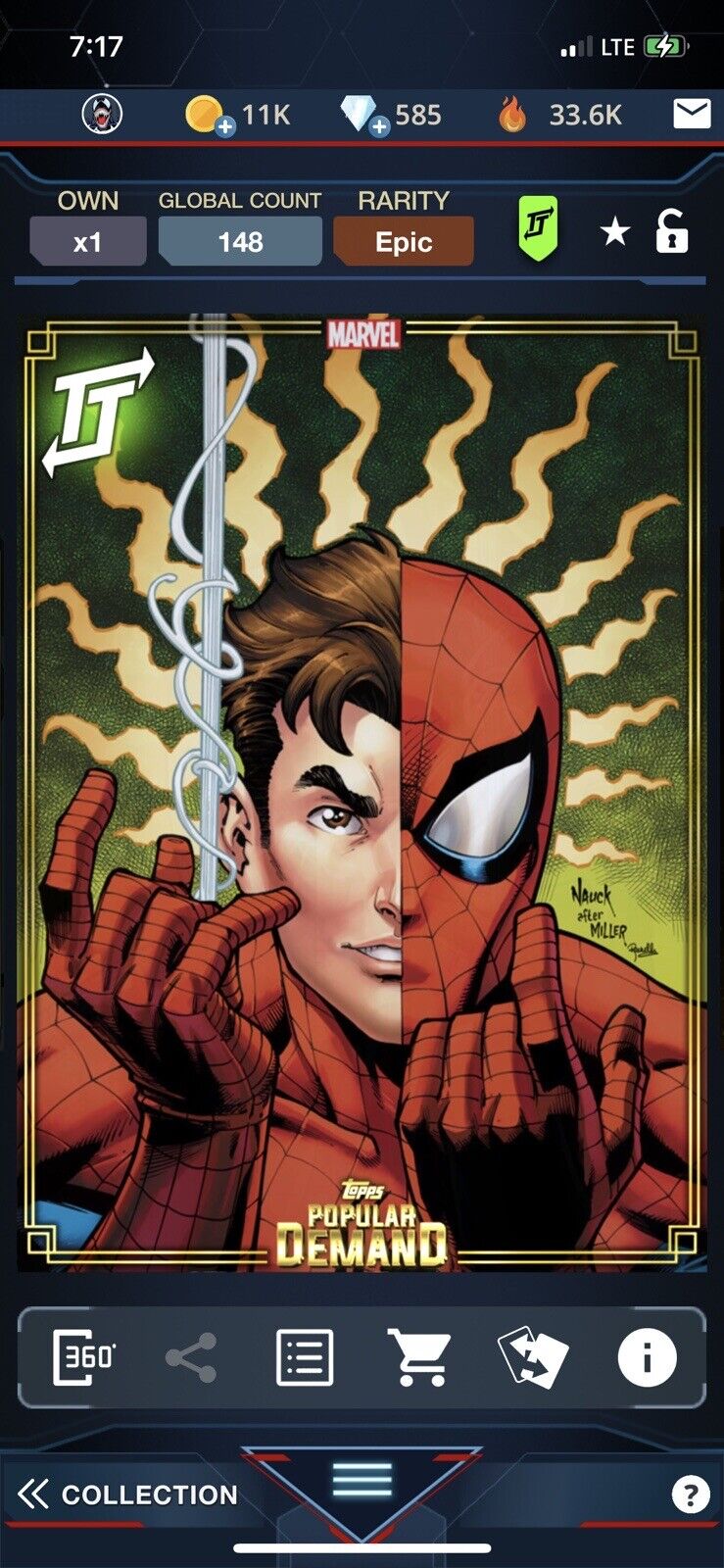Topps Marvel Collect Popular Demand \'24 Tilts Gold EPIC Spider-Man Miles Morales
