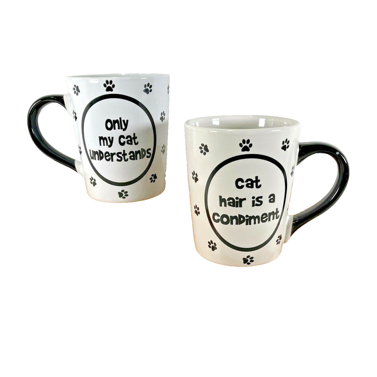 Lot OF 2 Tumbleweed CATS Large 16 Oz White Ceramic Mugs CAT LOVERS MUGS READ